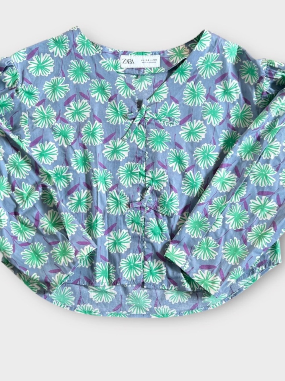 Zara Girls Lavender & Mint Floral Blouse - size 11/12 - school - light weight